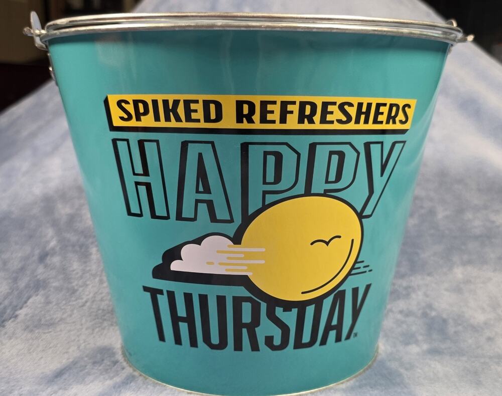 Spiked Refreshers Happy Thursday Metal Ice Bucket Teal Bar Party Decor Alcohol